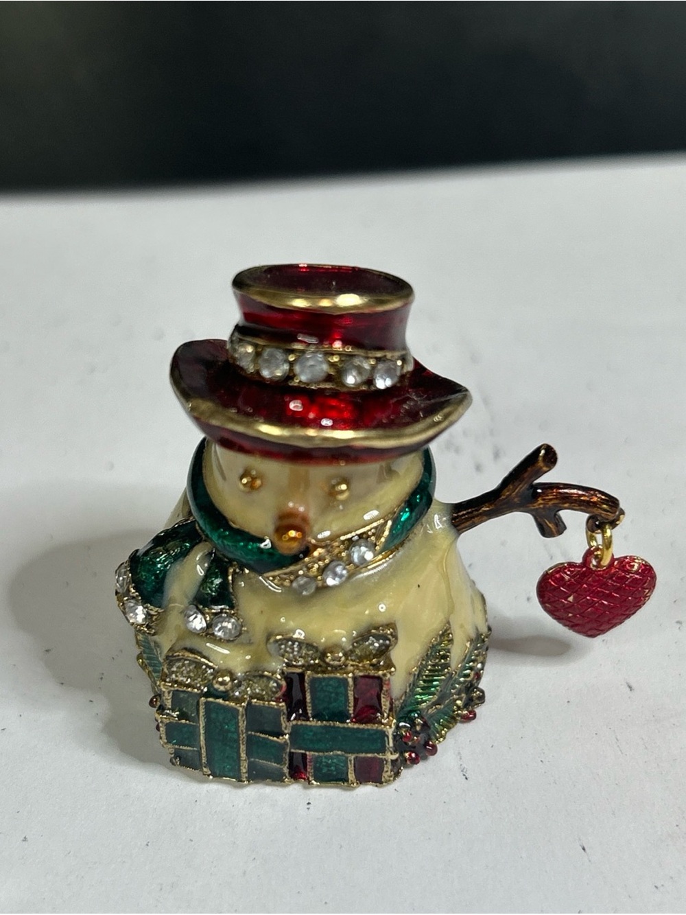 Monet Christmas snowman trinket ornament 2”